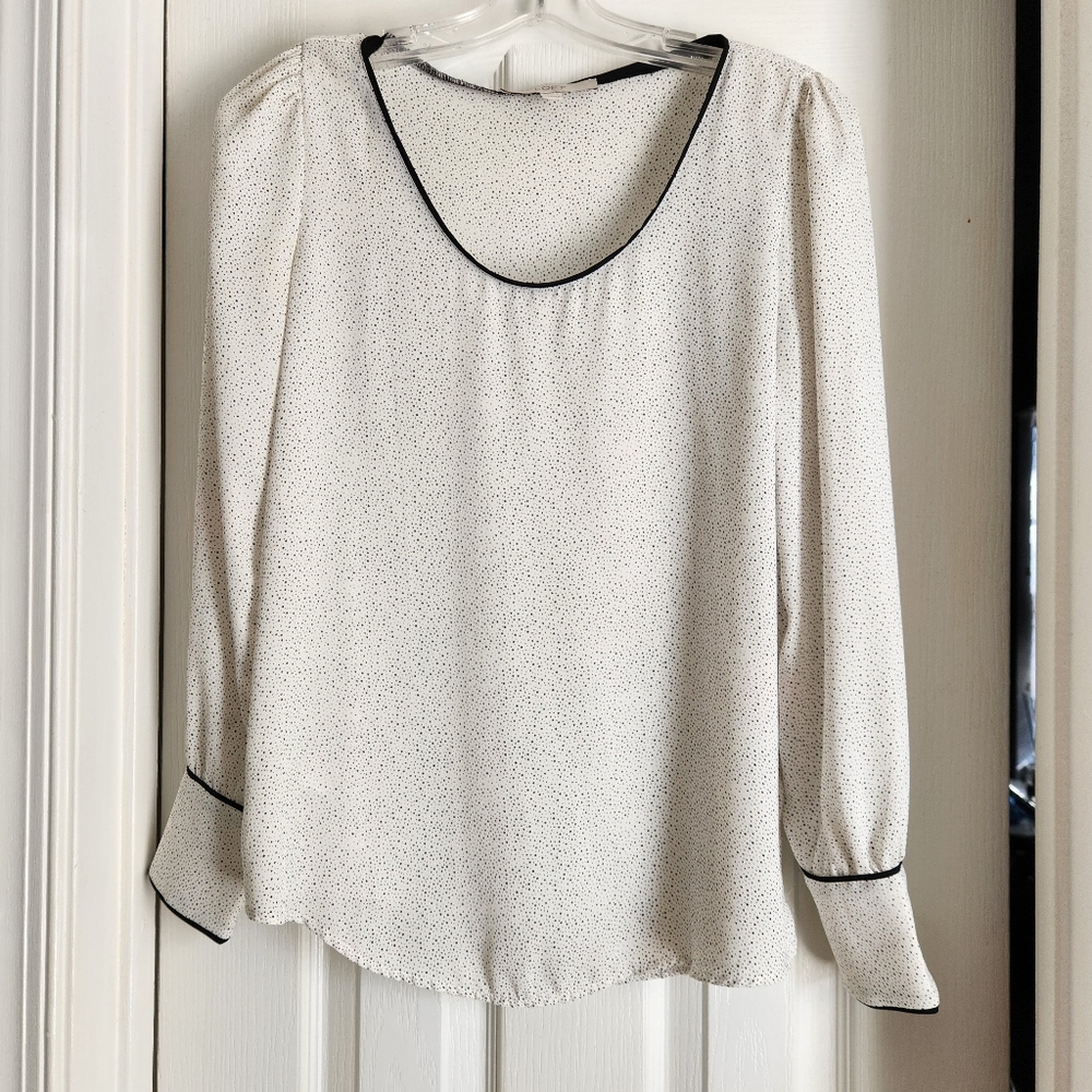 LOFT White Polka Dot Blouse, size XS, white